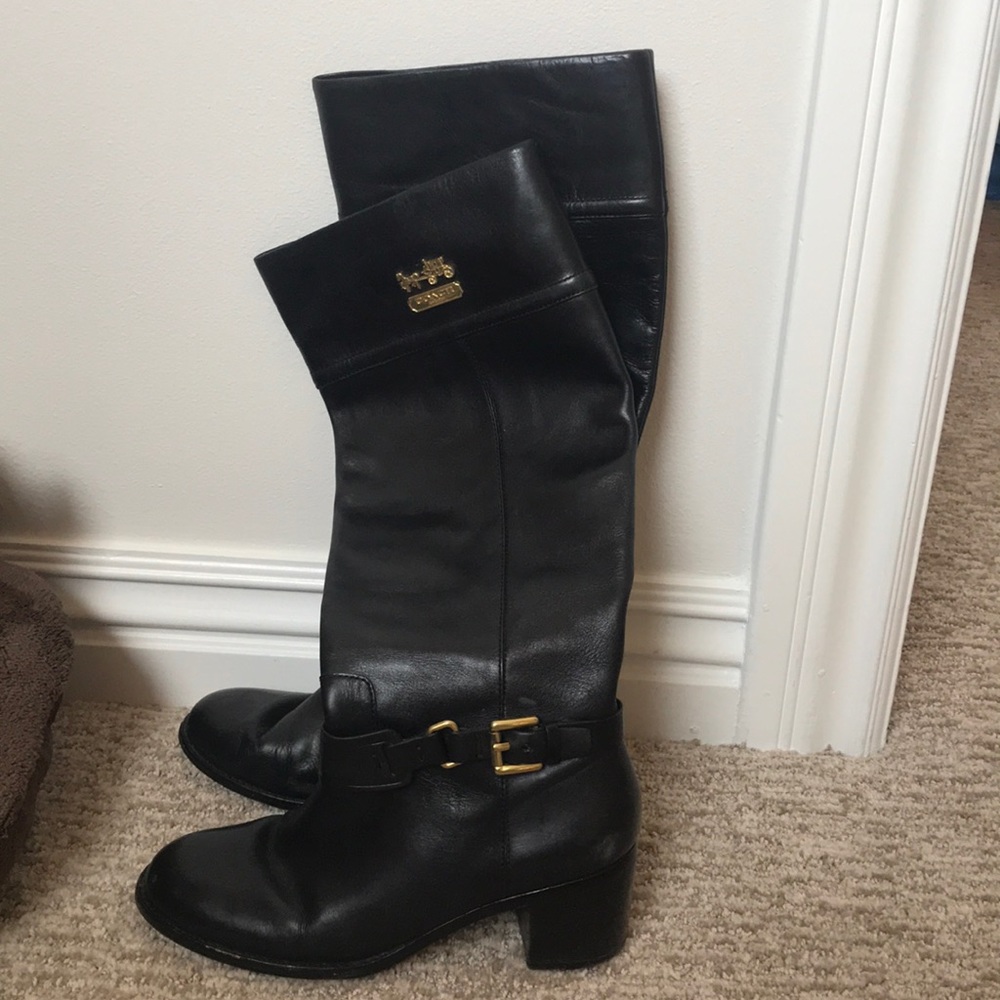Coach riding boots with small heel
